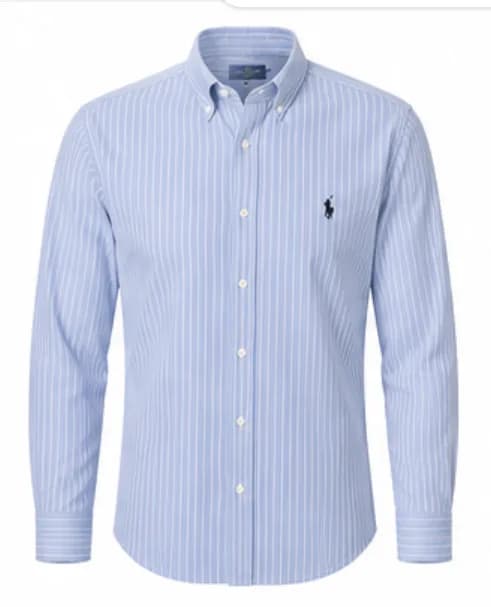 Sky blue striped shirt with button-down collar