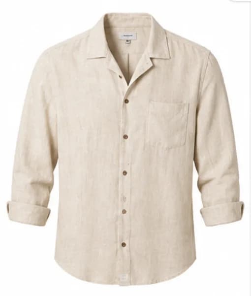Solid long-sleeve linen shirt